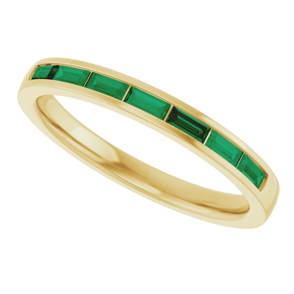 14K Yellow Gold Lab-Grown Emerald Anniversary Band