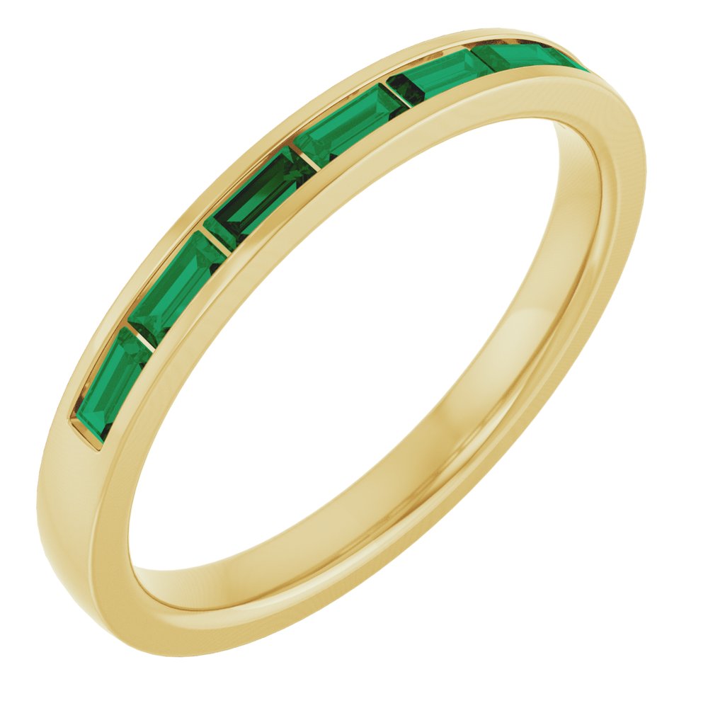 14K Yellow Gold Lab-Grown Emerald Anniversary Band