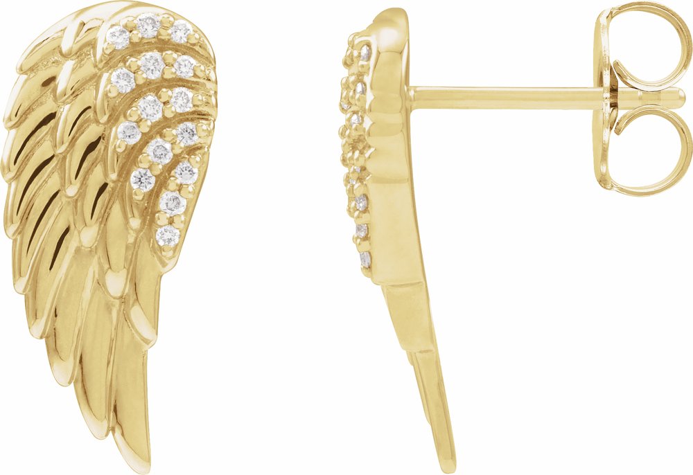 14K Yellow Gold .07 CTW Natural Diamond Angel Wing Earrings