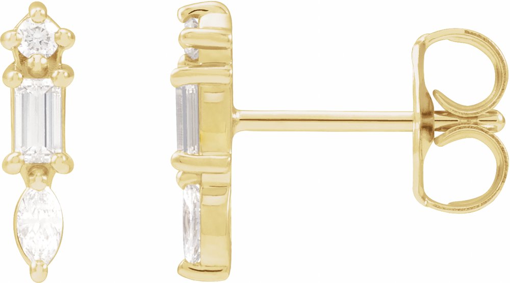 14K Yellow Gold 1/6 CTW Natural Diamond Bar Earrings