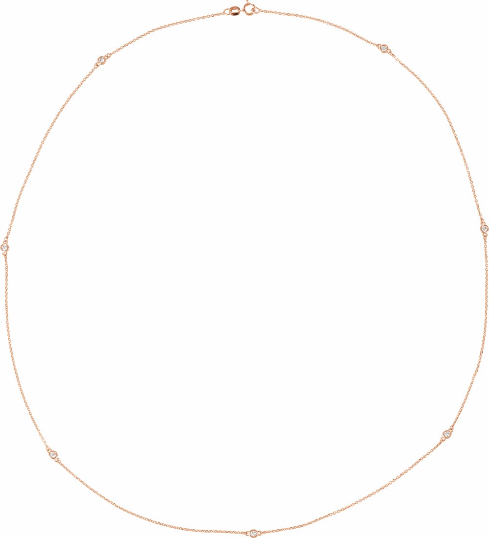 14K Rose Gold 1/3 CTW Natural Diamond 7-Station 24" Necklace