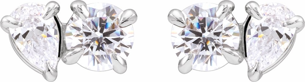 14K White 1 1/6 CTW Lab-Grown Diamond Two-Stone Stud Earrings