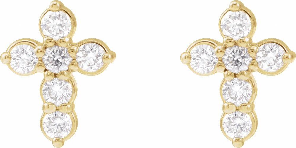 14K Yellow Gold 1/6 CTW Lab-Grown Diamond Cross Earrings