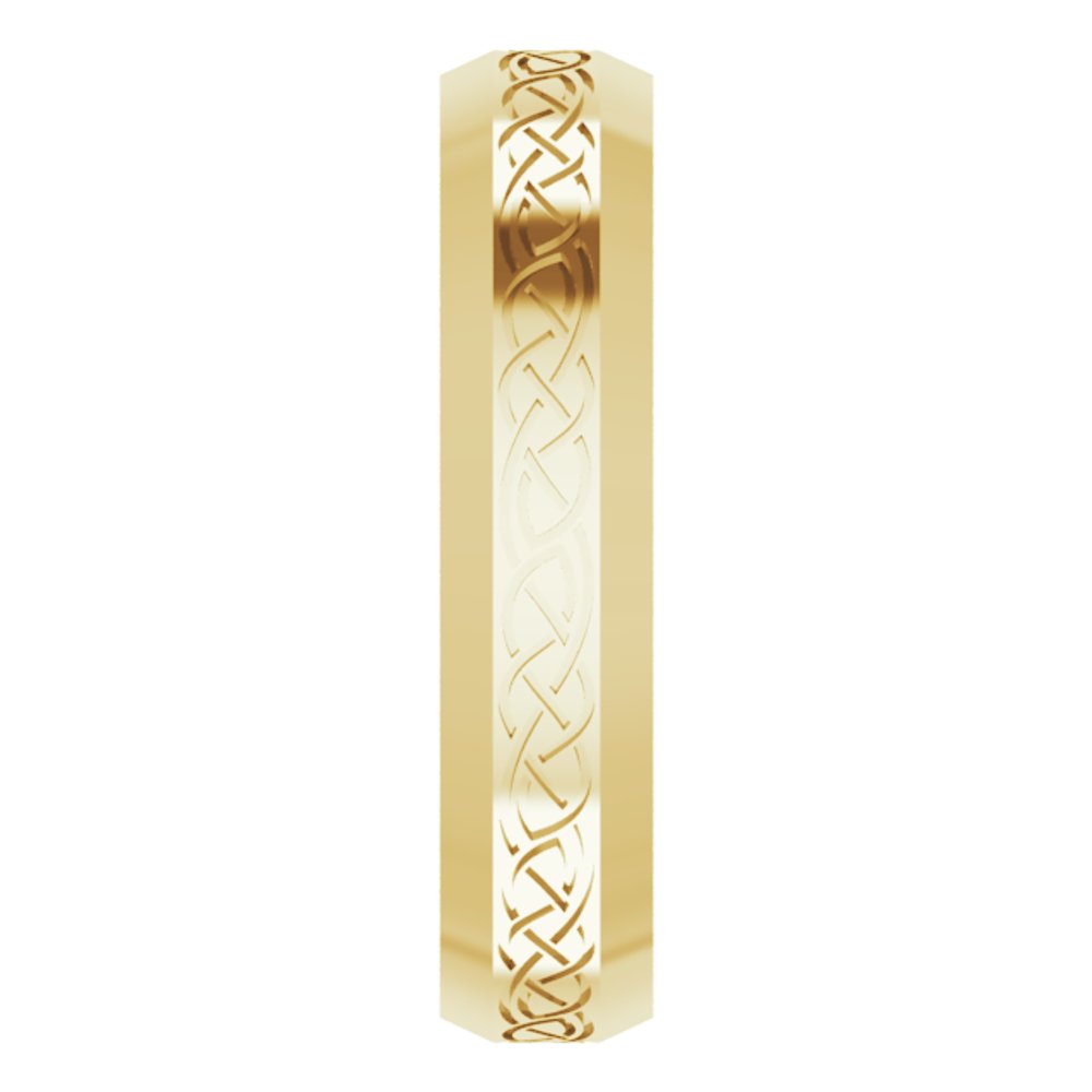 14K Yellow Gold 5 mm Beveled-Edge Celtic-Inspired Comfort-Fit Flat Band Size 9.5