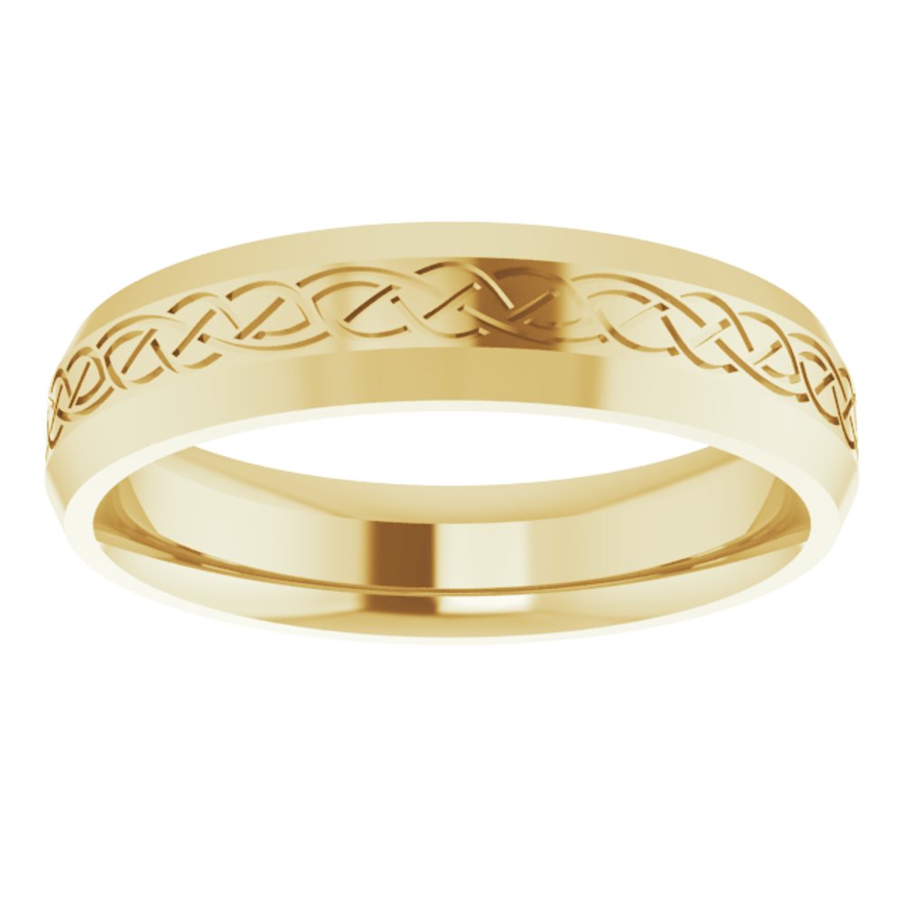 14K Yellow Gold 5 mm Beveled-Edge Celtic-Inspired Comfort-Fit Flat Band Size 9.5