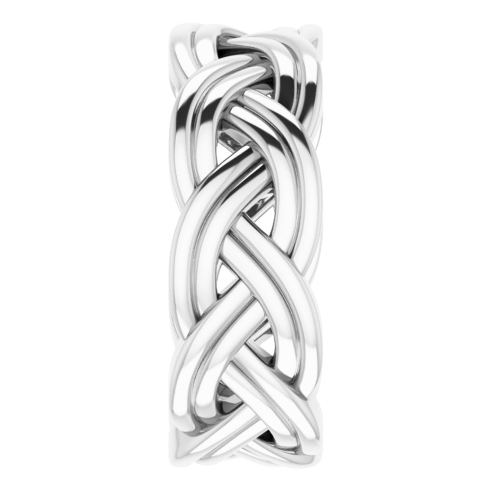 14K White Gold 8 mm Woven-Design Band Size 8.5