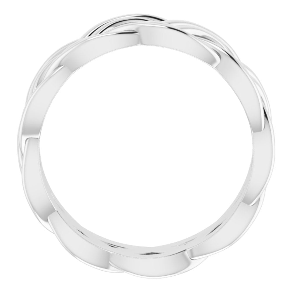 14K White Gold 8 mm Woven-Design Band Size 8.5