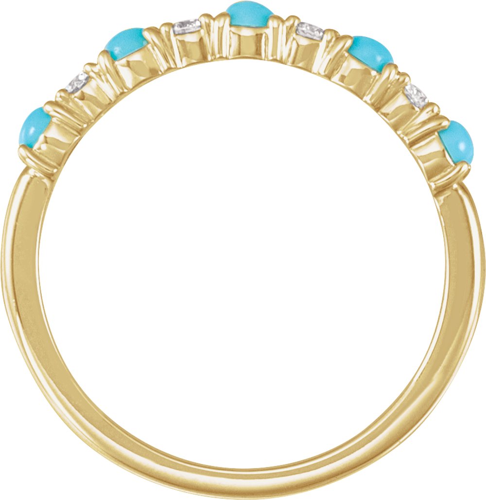 14K Yellow Gold Natural Turquoise & 1/8 CTW Natural Diamond Ring