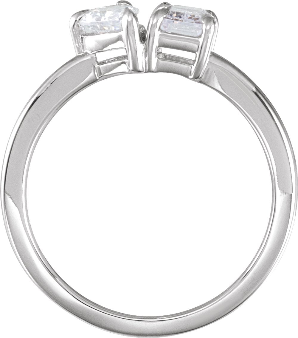 14K White Gold 1 CTW Lab-Grown Diamond Two-Stone Ring
