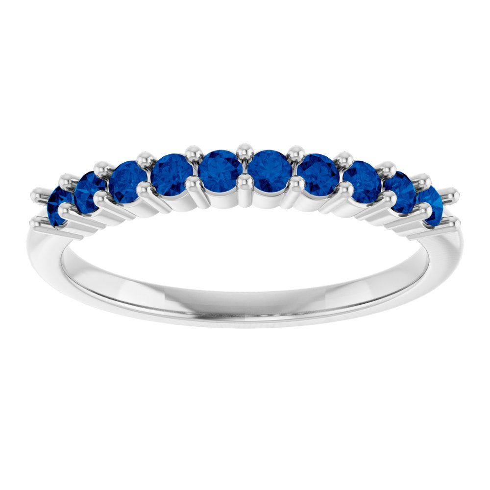 14K White Gold Natural Blue Sapphire 10-Year Anniversary Band