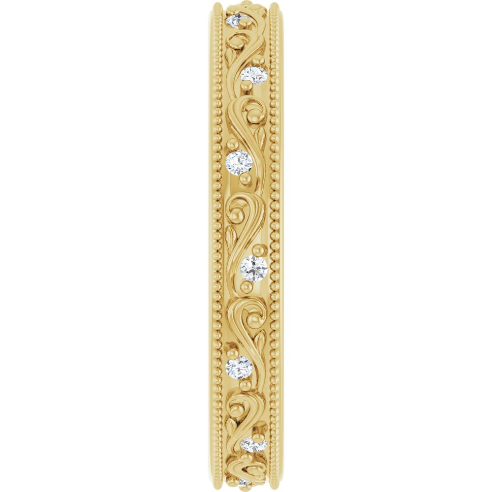 14K Yellow 1/10 CTW Natural Diamond Floral Accented Band