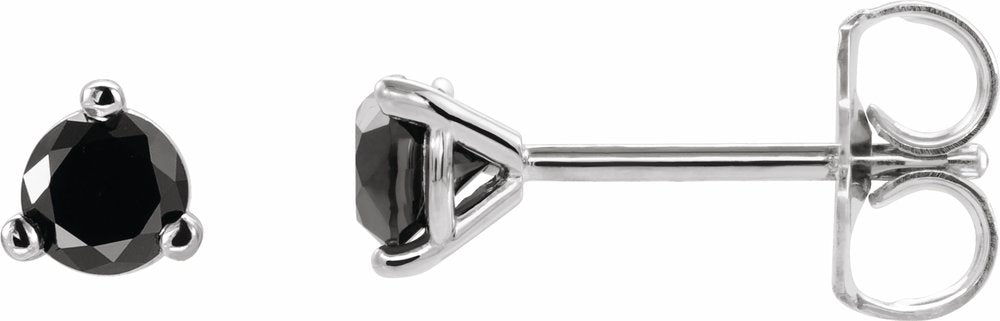 14K White 1/8 CTW Natural Black Diamond Earrings