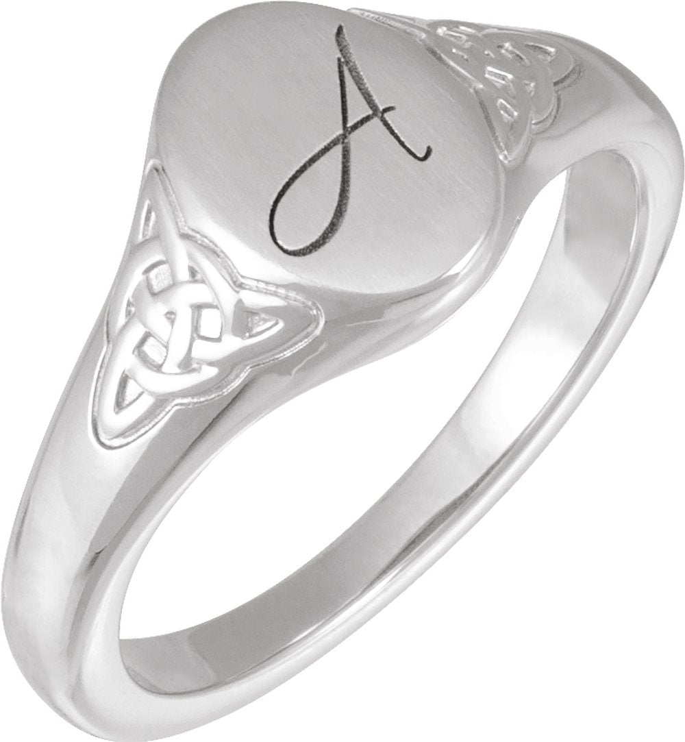 Sterling Silver Engravable Oval Celtic-Inspired Signet Ring
