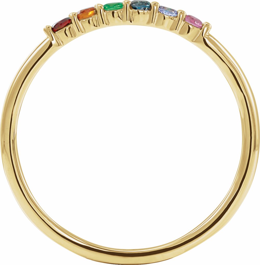 14K Yellow Gold Natural Multi-Gemstone Rainbow Stackable Ring