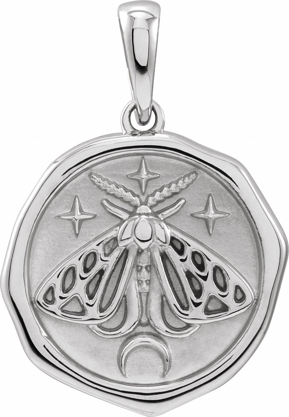 Sterling Silver Symbolic Moth Animal Pendant