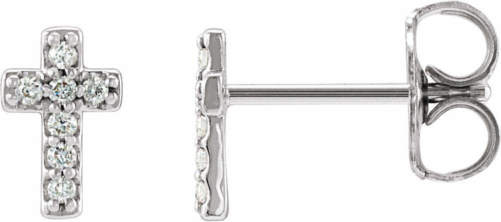 14K White Gold .06 CTW Natural Diamond Cross Earrings