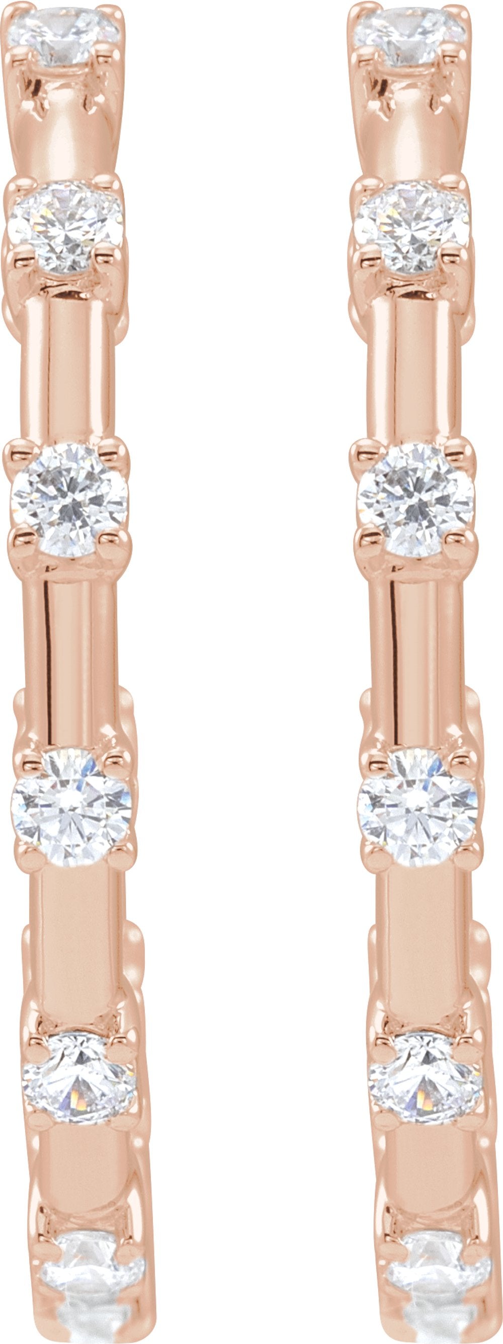 14K Rose 1 CTW Lab-Grown Diamond Inside-Outside 25.1 mm Hoop Earrings