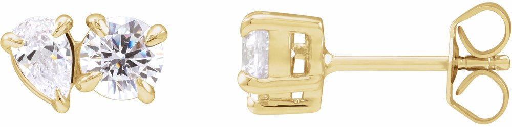 14K Yellow 1 1/6 CTW Lab-Grown Diamond Two-Stone Stud Earrings