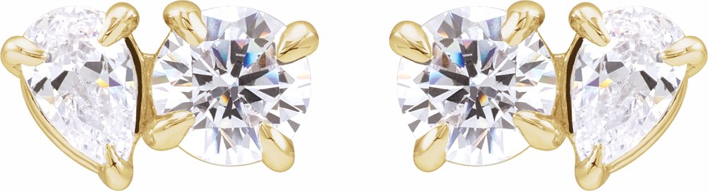 14K Yellow 1 1/6 CTW Lab-Grown Diamond Two-Stone Stud Earrings