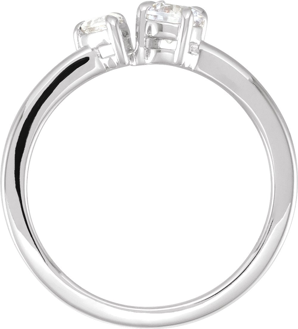 14K White 5/8 CTW Lab-Grown Diamond Two-Stone Ring