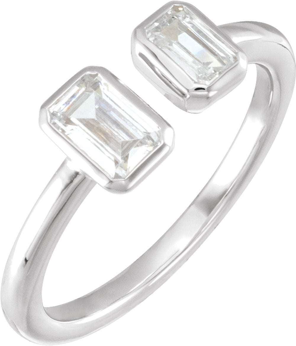 14K White Gold 1 CTW Lab-Grown Diamond Two-Stone Ring