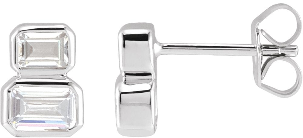 14K White Gold 1 CTW Lab-Grown Diamond Two-Stone Stud Earrings