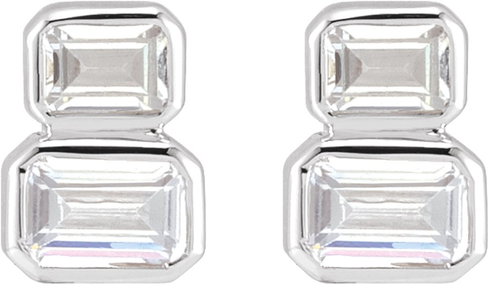 14K White 1 CTW Lab-Grown Diamond Two-Stone Stud Earrings