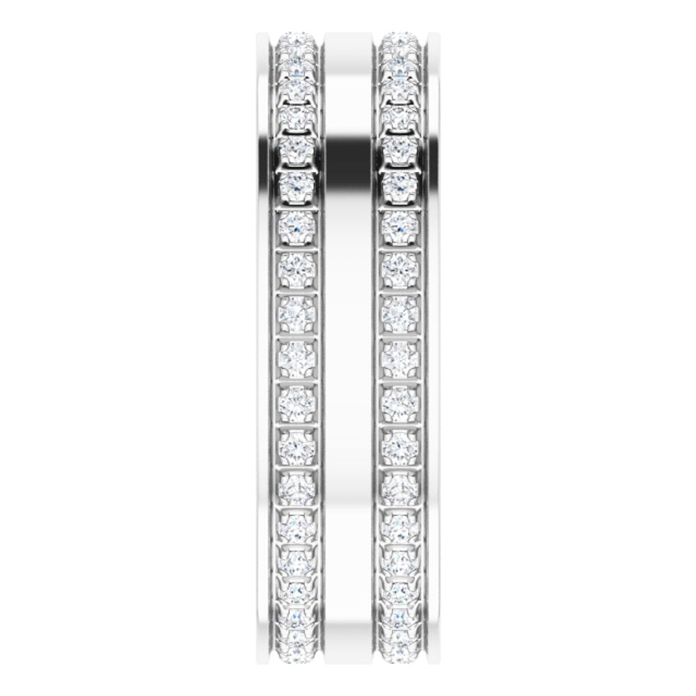 14K White Gold 3/4 CTW Lab-Grown Diamond Double Row Accented Band Size 10.5