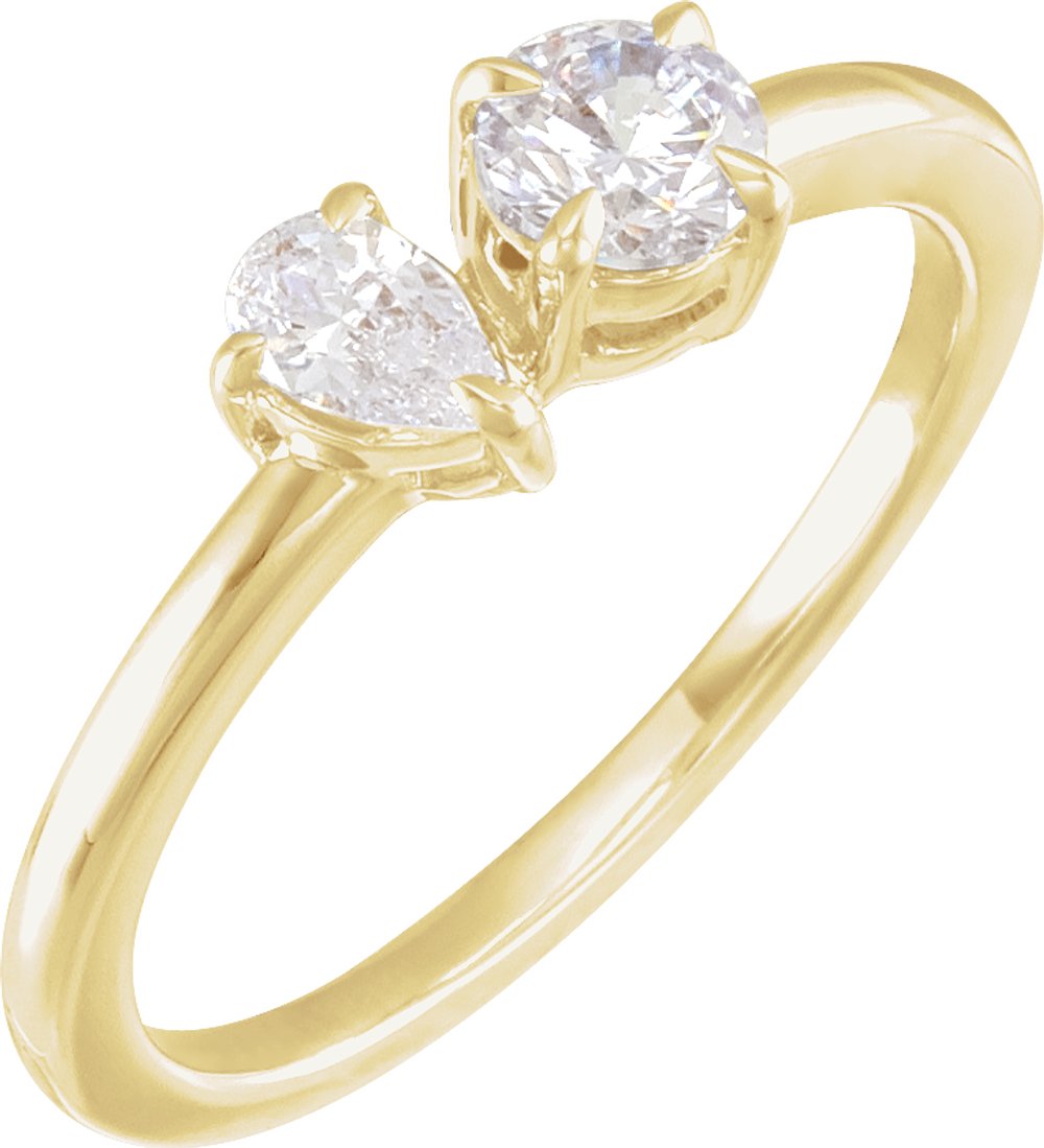 14K Yellow Gold 5/8 CTW Lab-Grown Diamond Two-Stone Ring