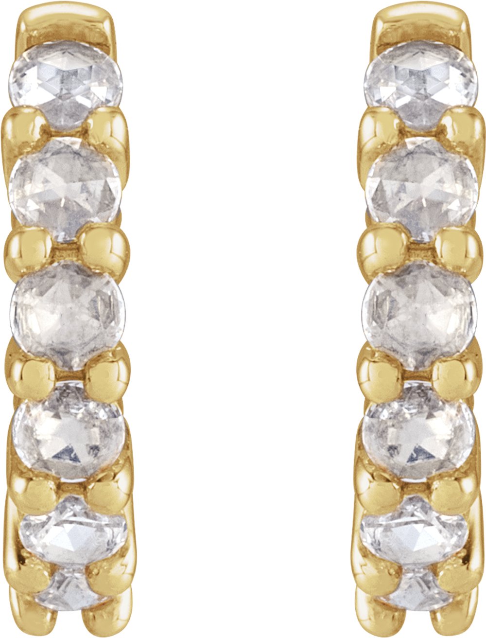 14K Yellow Gold 1/5 CTW Rose-Cut Natural Diamond Hinged 12.2 mm Hoop Earrings