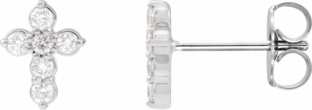 14K White Gold 1/6 CTW Lab-Grown Diamond Cross Earrings