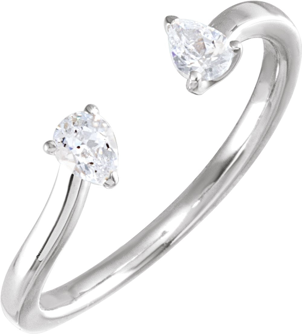 14K White Gold 1/5 CTW Lab-Grown Diamond Two-Stone Ring