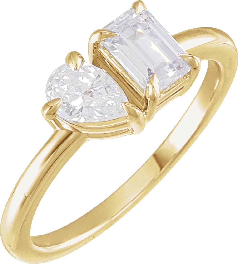 14K Yellow Gold 1 CTW Lab-Grown Diamond Two-Stone Ring