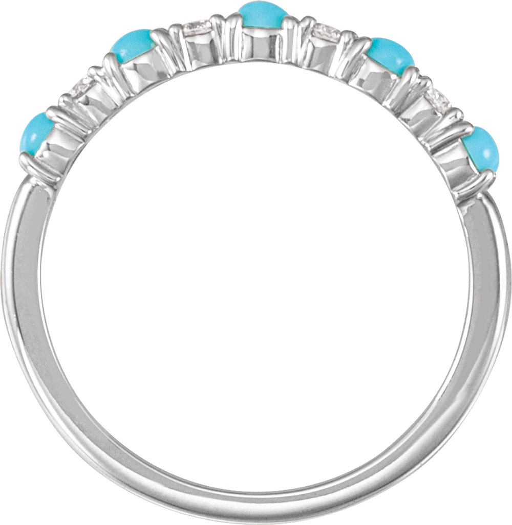 Sterling Silver Natural Turquoise & 1/8 CTW Natural Diamond Ring