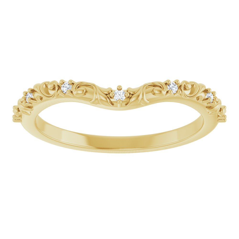 14K Yellow Gold .05 CTW Natural Diamond Vintage-Inspired Contour Band