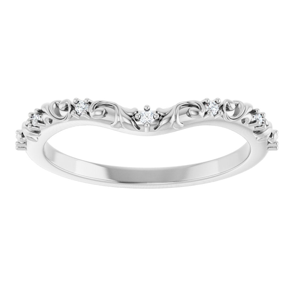 14K White Gold .05 CTW Natural Diamond Vintage-Inspired Contour Band