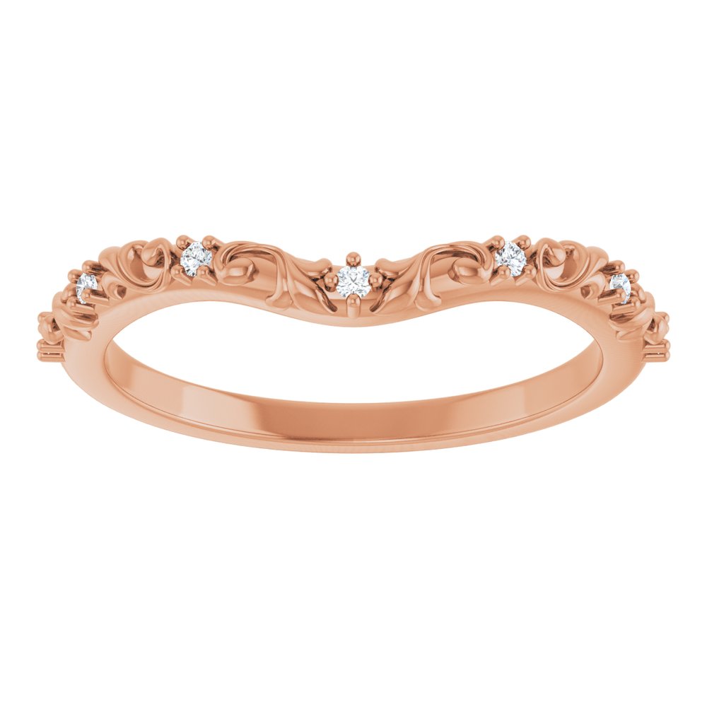 14K Rose .05 CTW Natural Diamond Vintage-Inspired Contour Band