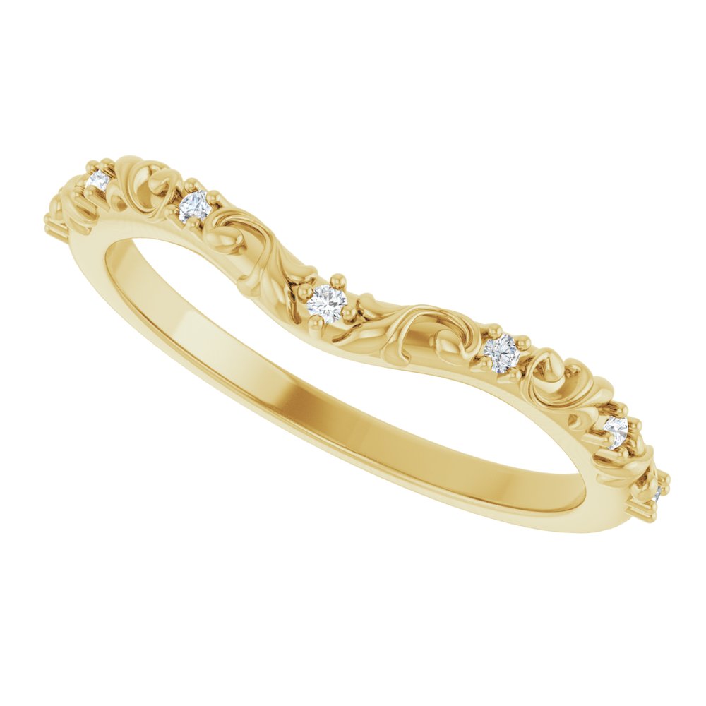 14K Yellow Gold .05 CTW Natural Diamond Vintage-Inspired Contour Band
