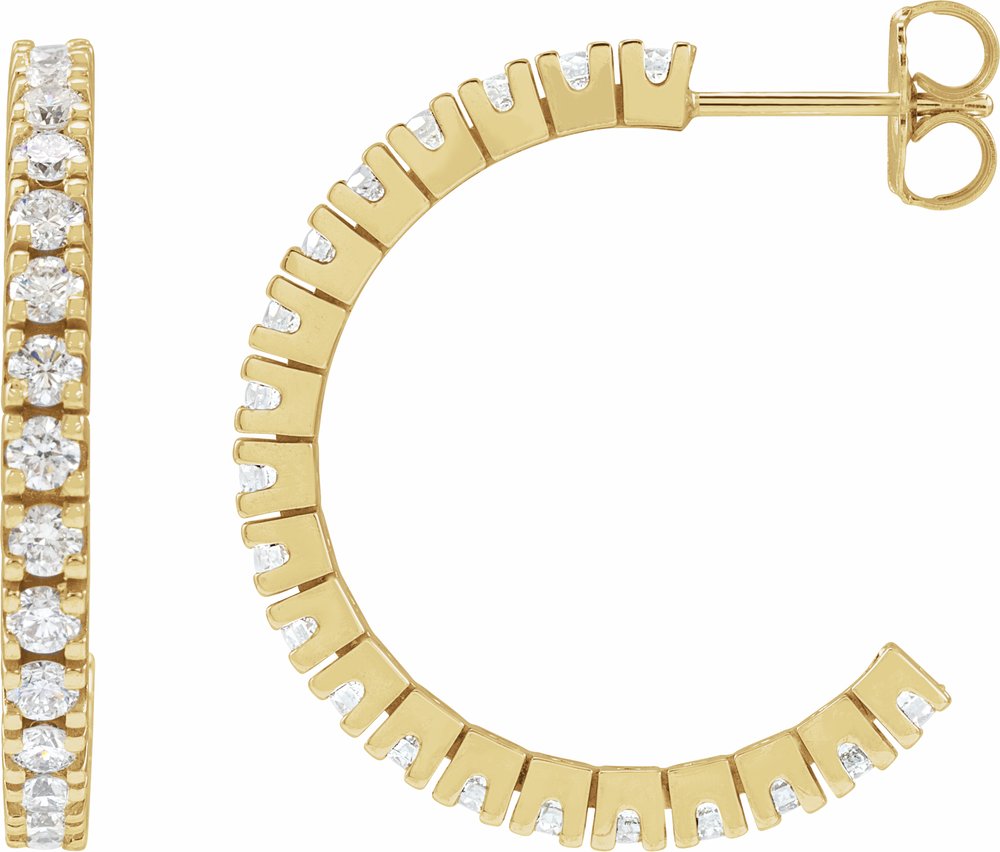 14K Yellow Gold 1 5/8 CTW Lab-Grown Diamond 24.7 mm Hoop Earrings