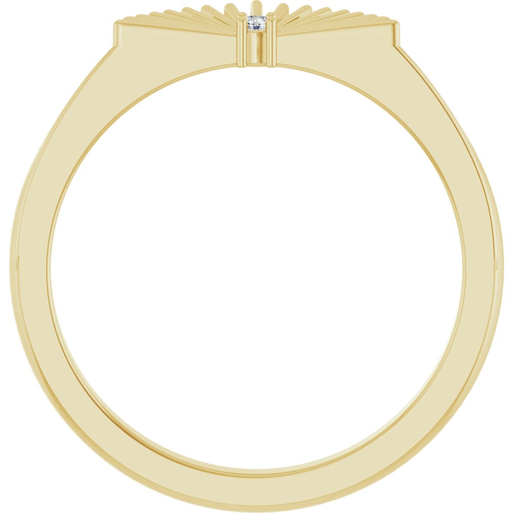 14K Yellow Gold .015 CT Natural Diamond Fan Ring