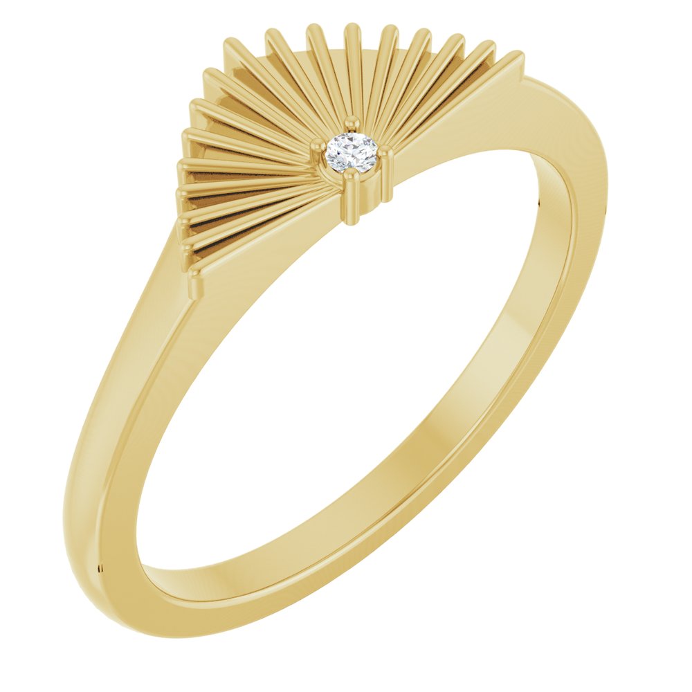 14K Yellow Gold .015 CT Natural Diamond Fan Ring