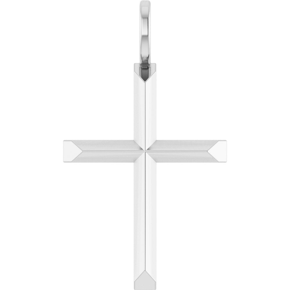 14K White Knife-Edge Cross Pendant