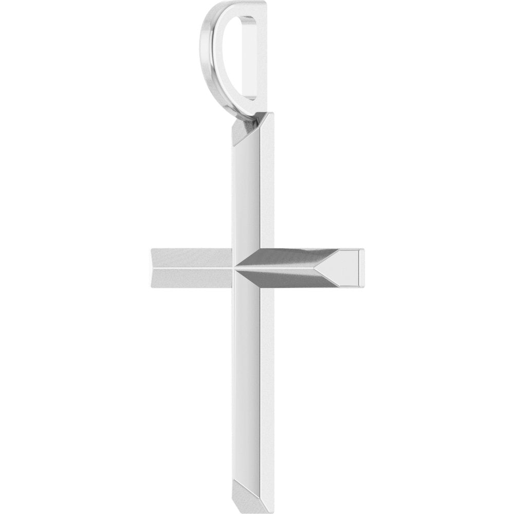 14K White Knife-Edge Cross Pendant