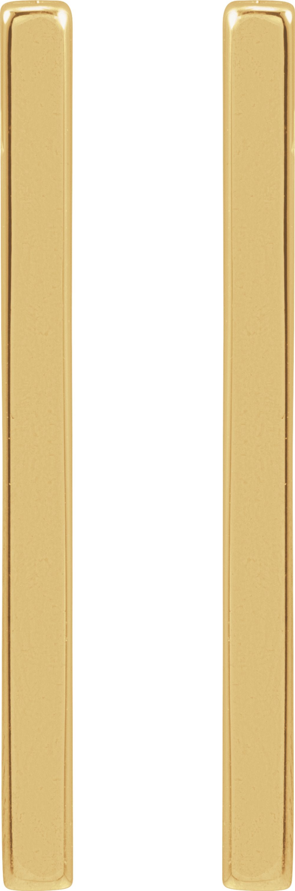 14K Yellow Bar Earrings
