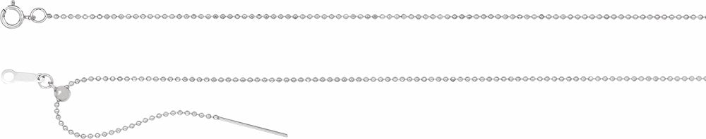 14K White Gold 1 mm Adjustable Threader Bead 16-22" Chain