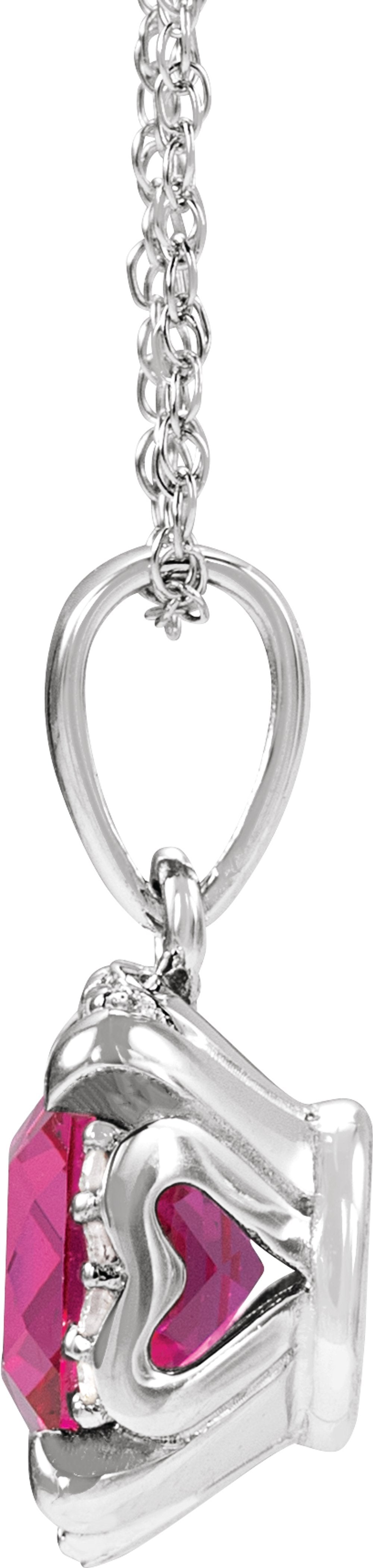 14K White Gold Lab-Grown Ruby & .04 CTW Natural Diamond 18" Necklace