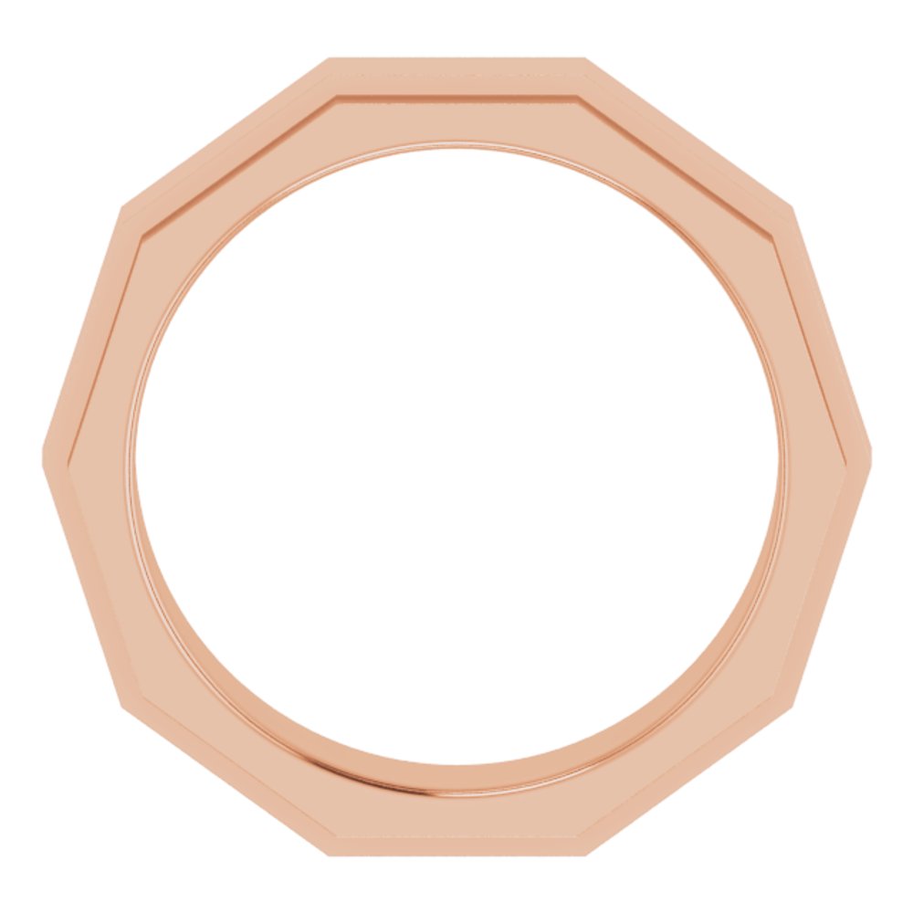 10K Rose 6 mm Stepped-Edge Geometric Half Round Band Size 10.5