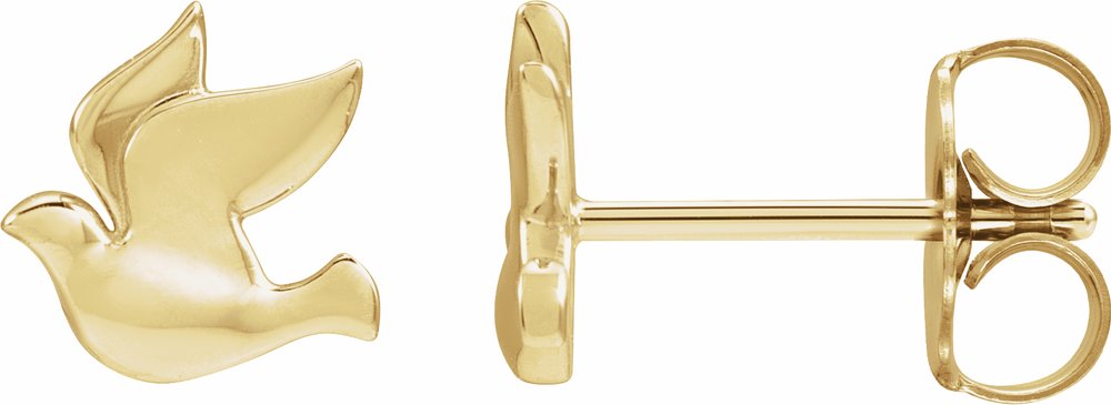 14K Yellow Gold Holy Spirit Dove Earrings