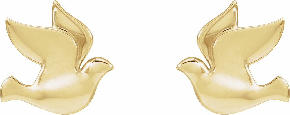 14K Yellow Gold Holy Spirit Dove Earrings