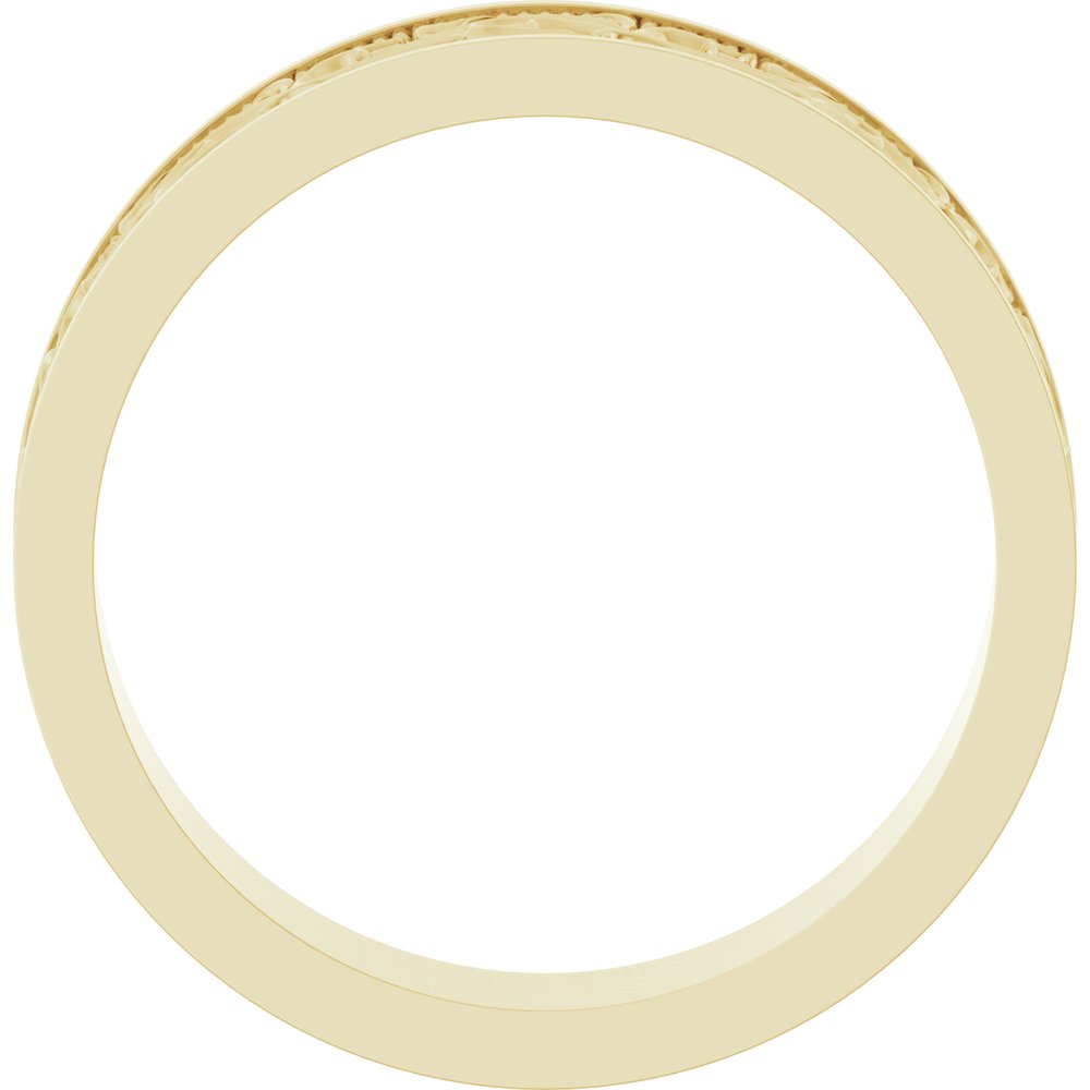 14K Yellow 6 mm Milgrain Sculptural Flat Band Size 10